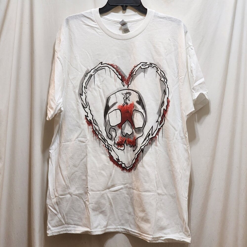 Pro‎ Wrestling Crate Freelance Skull F Logo Heart White T-Shirt XL NWOT